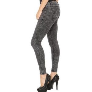 Gray Acid Wash Skinny Jeans